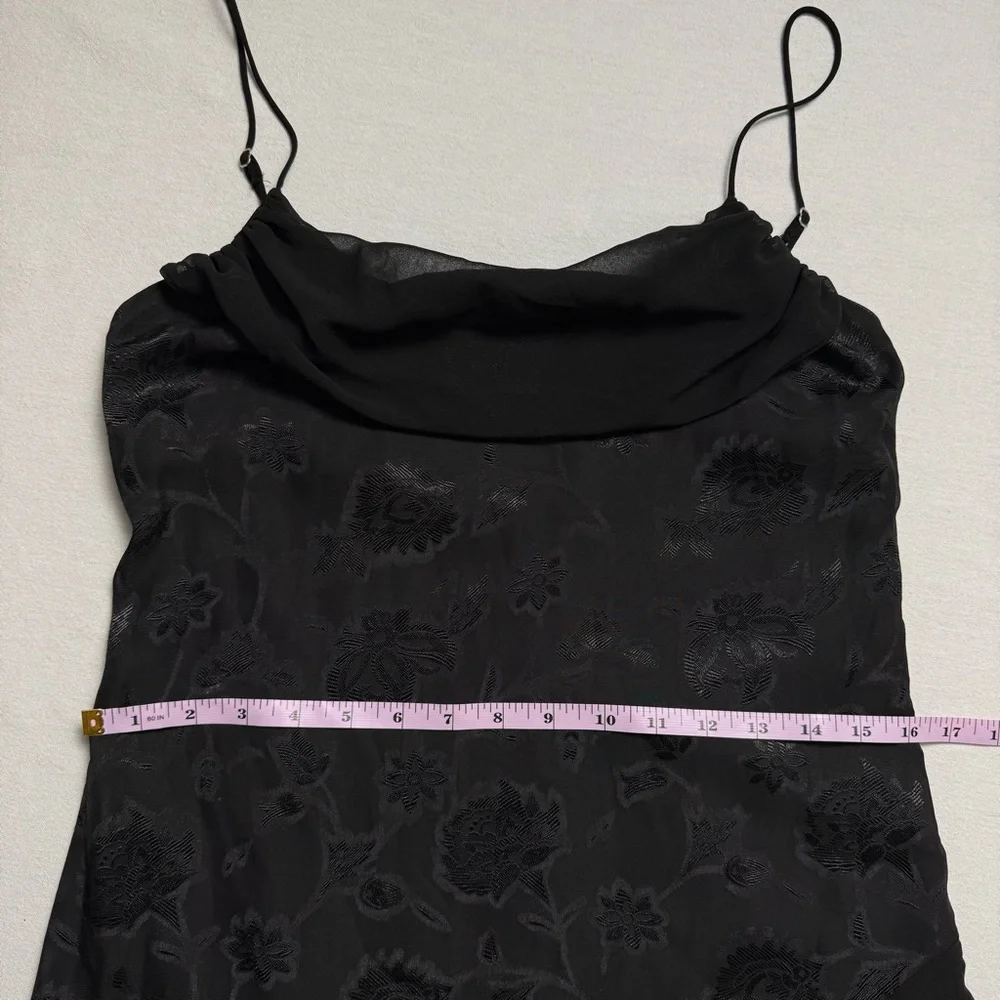 Urban Outfitters Tierra Chiffon Cowl Neck Asymmetrical Midi Black Dress Y2K M - Picture 7 of 15